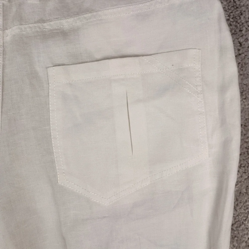 Jeremi Hunter 36Wx30L Mens White 100% Linen Straight Leg Summer Trousers Pants